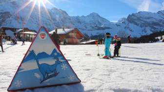 Snow sports practice area in Mürren