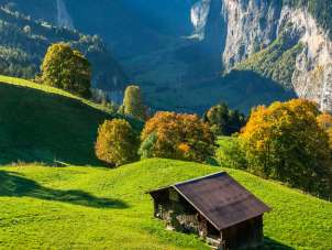 Aussicht aufs Lauterbrunnental von Wengen aus.
