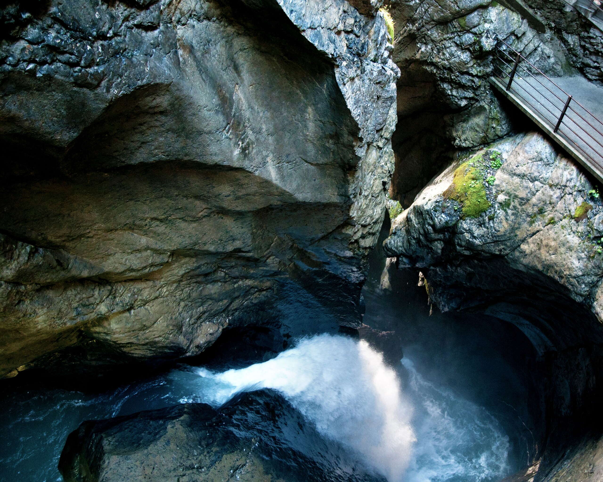 The Trümmelbach Falls in Lauterbrunnen are a waterfall within rocks.