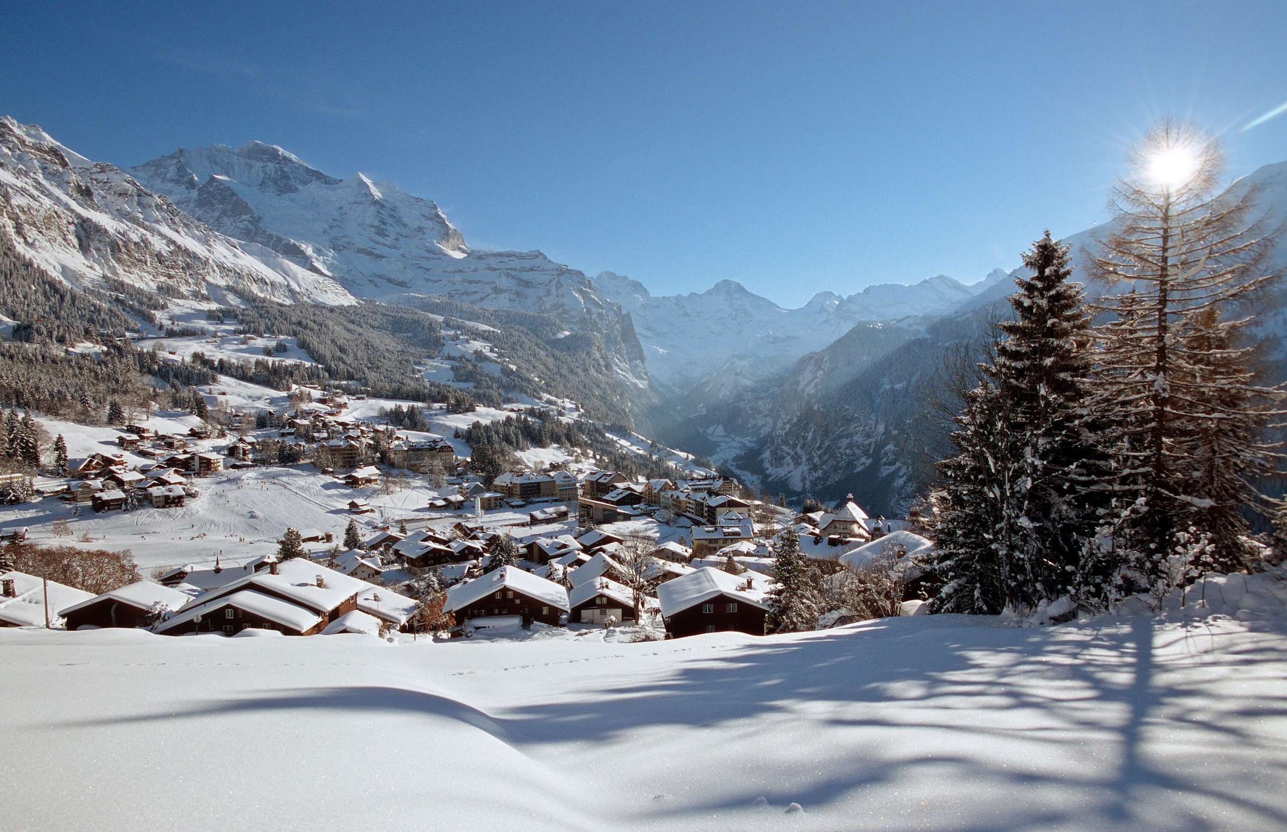 Wengen village en hiver