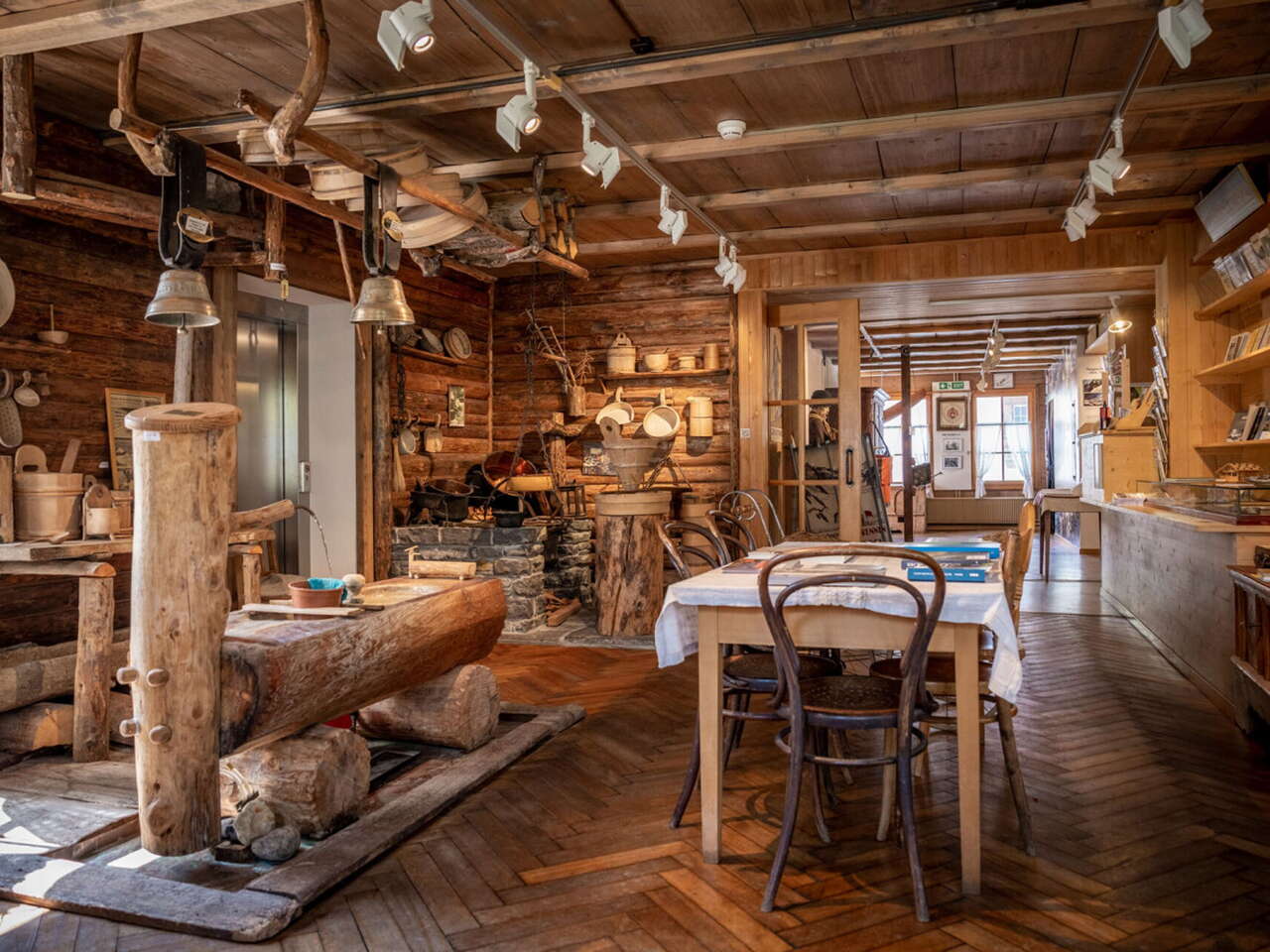 Grindelwald Museum from the inside with an exhibition of historical events.