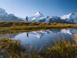 Hike near Bachalpsee, with the snow-capped Schreckhorn in the background.