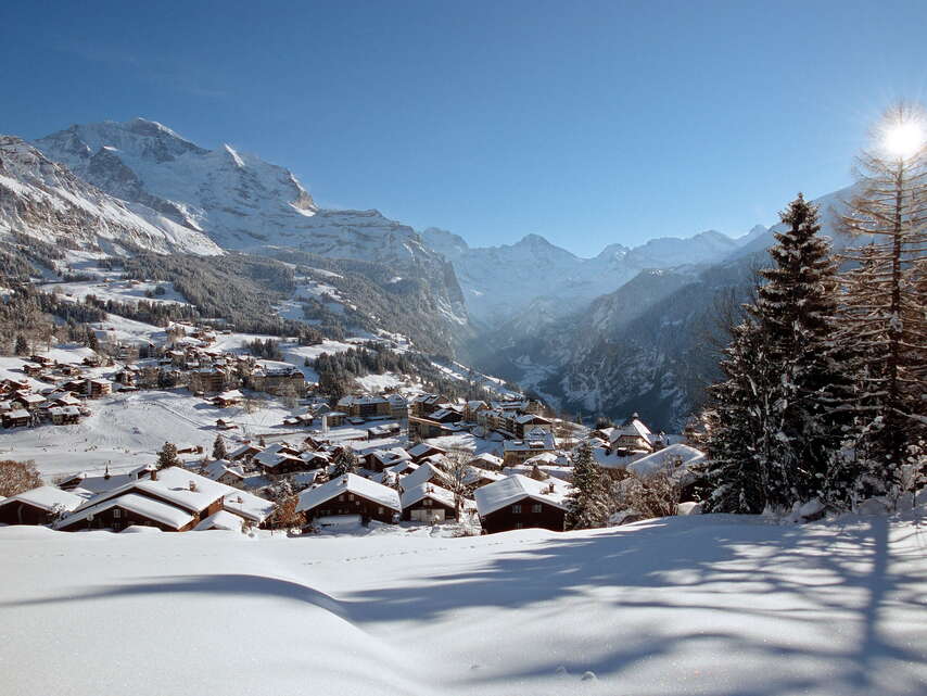 Wengen Dorf im Winter