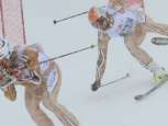 Skiers giving it their all during the team race at the Inferno Race.