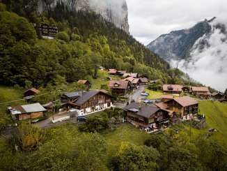 Dorf Isenfluh von oben. 