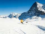 Skiing in the Grindelwald-Wengen ski area on the Kleine Scheidegg.